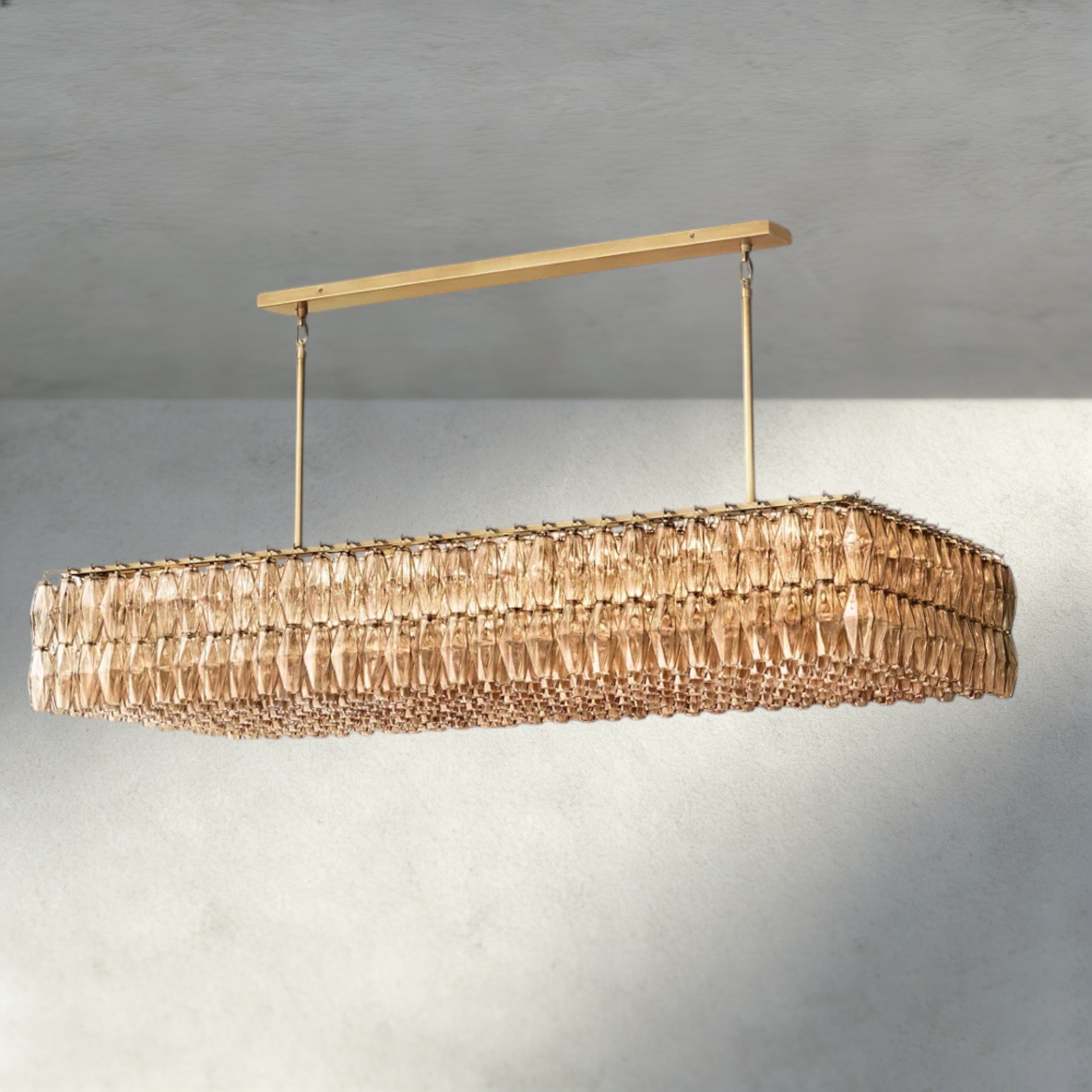 CHIARA CLEAR/ SMOKE GLASS RECTANGULAR CHANDELIER 54", 74"