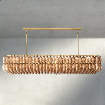 74" / Smoke / Brass CHIARA CLEAR/ SMOKE GLASS RECTANGULAR CHANDELIER 54", 74"