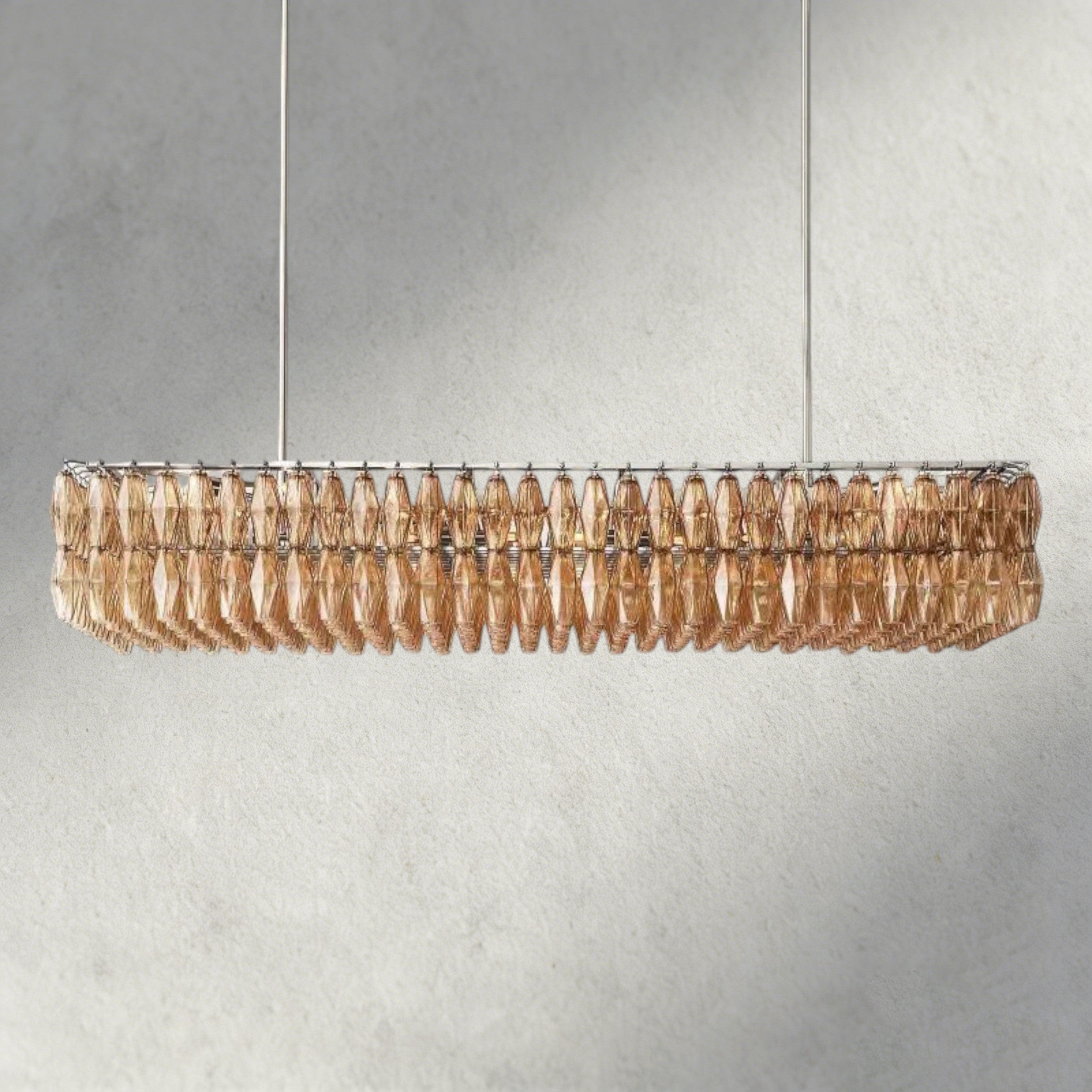74" / Smoke / Nickle CHIARA CLEAR/ SMOKE GLASS RECTANGULAR CHANDELIER 54", 74"