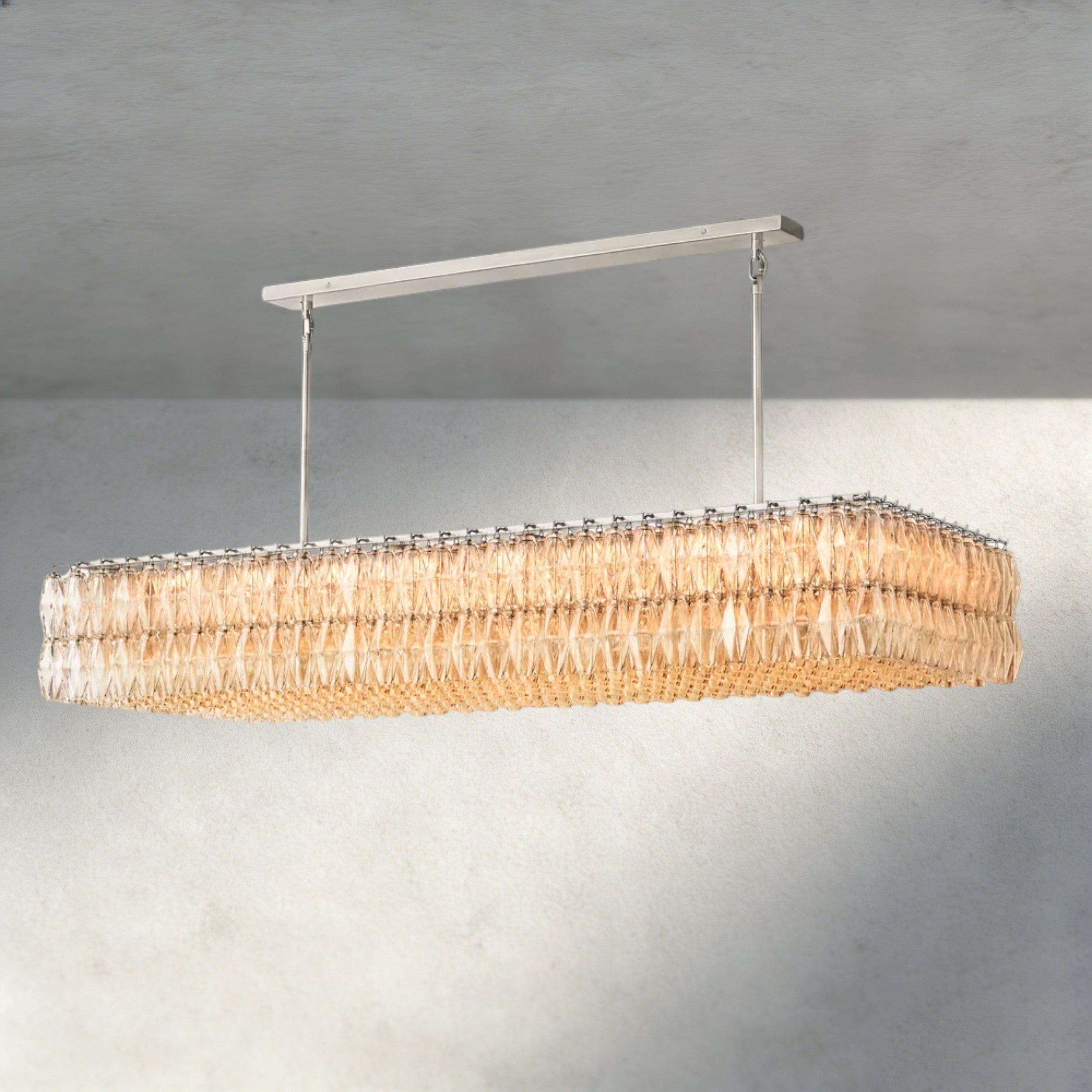 CHIARA CLEAR/ SMOKE GLASS RECTANGULAR CHANDELIER 54", 74"