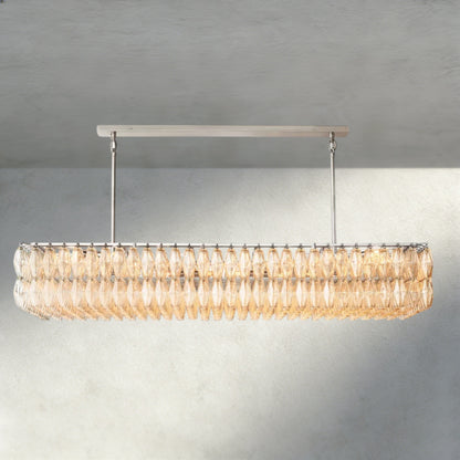74" / Clear / Nickle CHIARA CLEAR/ SMOKE GLASS RECTANGULAR CHANDELIER 54", 74"