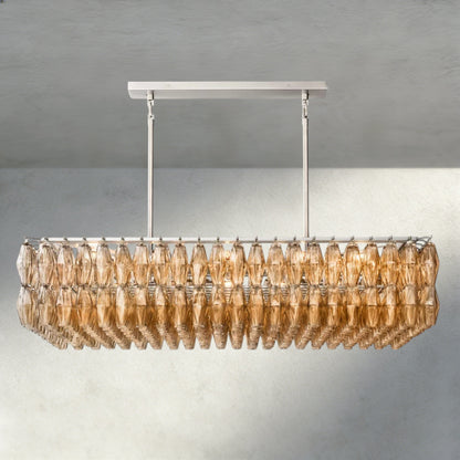 54" / Smoke / Nickle CHIARA CLEAR/ SMOKE GLASS RECTANGULAR CHANDELIER 54", 74"