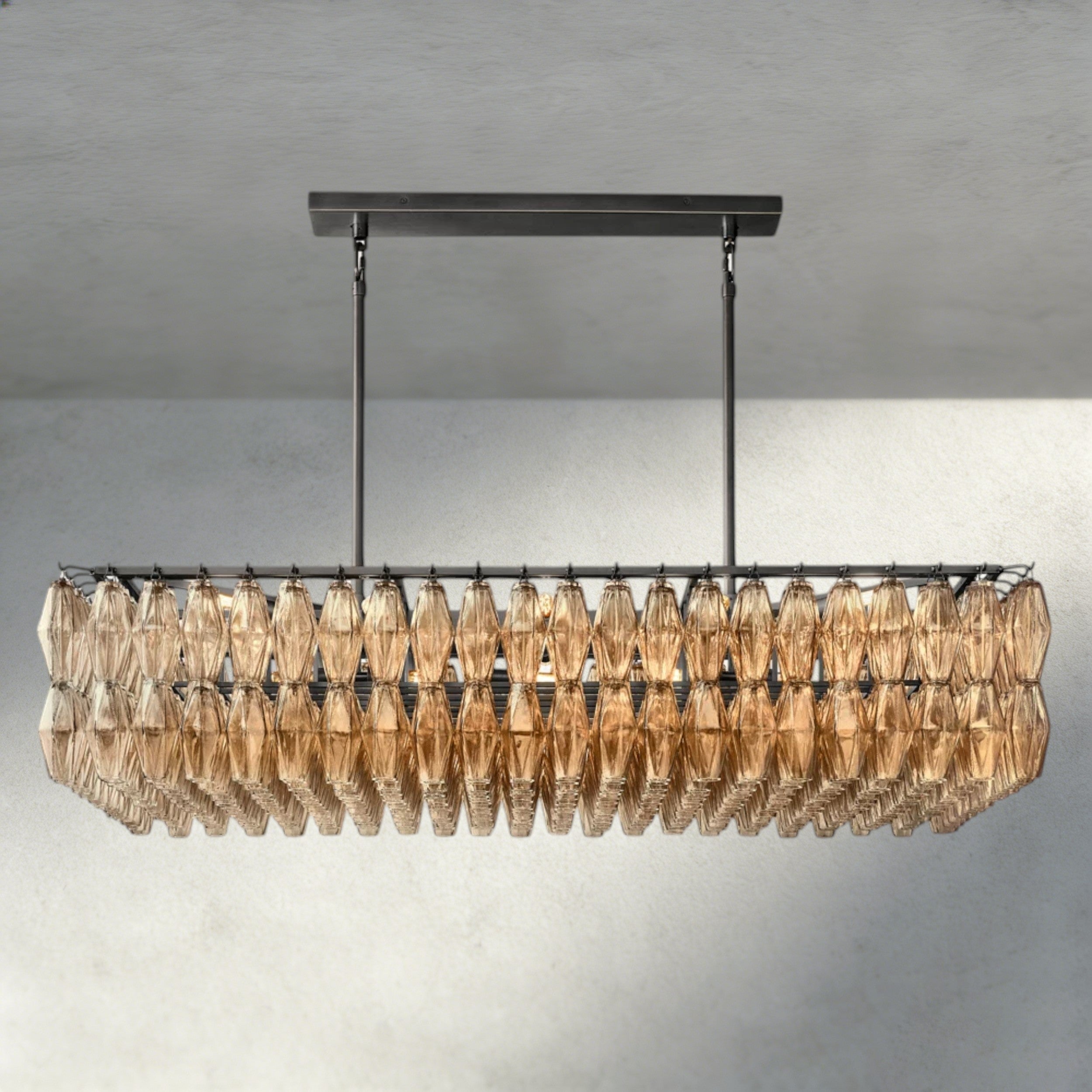 54" / Smoke / Bronze CHIARA CLEAR/ SMOKE GLASS RECTANGULAR CHANDELIER 54", 74"