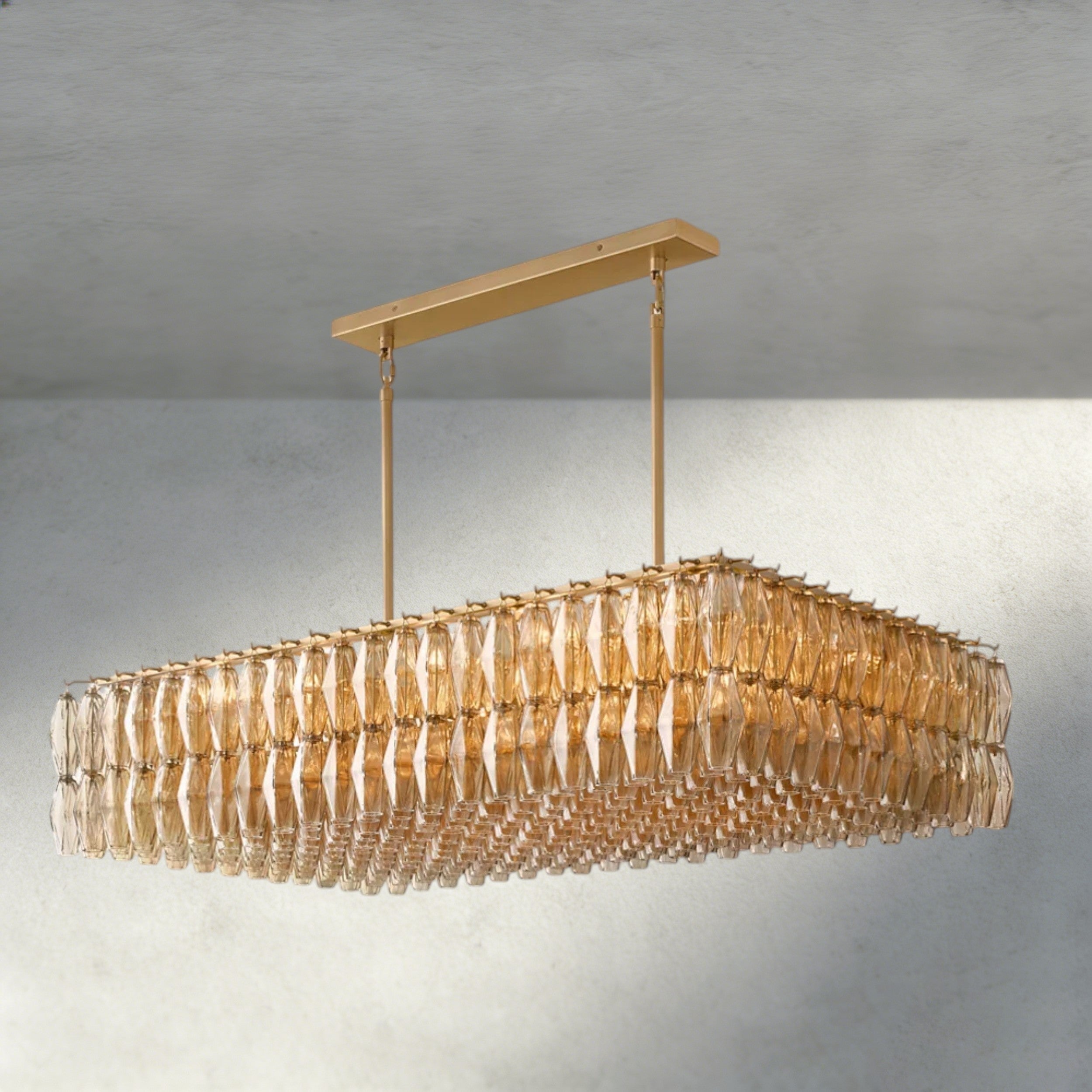 CHIARA CLEAR/ SMOKE GLASS RECTANGULAR CHANDELIER 54", 74"