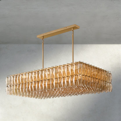 CHIARA CLEAR/ SMOKE GLASS RECTANGULAR CHANDELIER 54", 74"