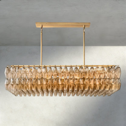 54" / Smoke / Brass CHIARA CLEAR/ SMOKE GLASS RECTANGULAR CHANDELIER 54", 74"