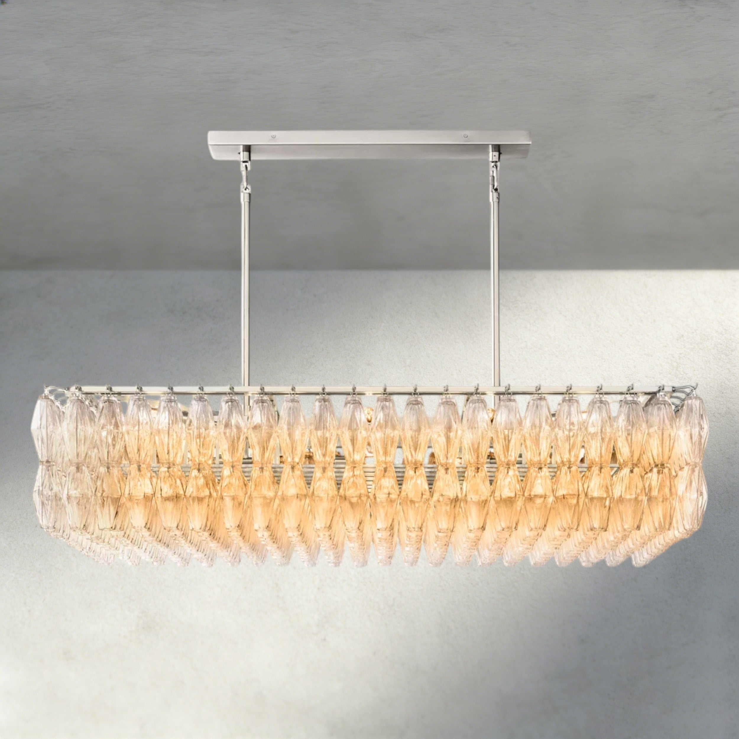 54" / Clear / Nickle CHIARA CLEAR/ SMOKE GLASS RECTANGULAR CHANDELIER 54", 74"