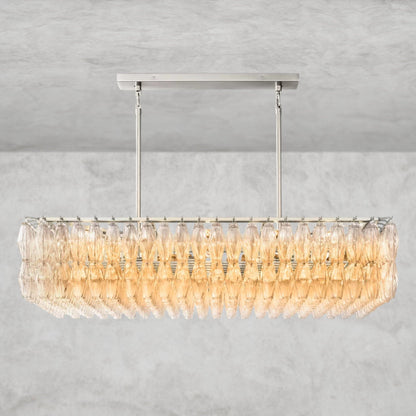 54" / Clear / Nickle CHIARA CLEAR/ SMOKE GLASS RECTANGULAR CHANDELIER 54", 74"