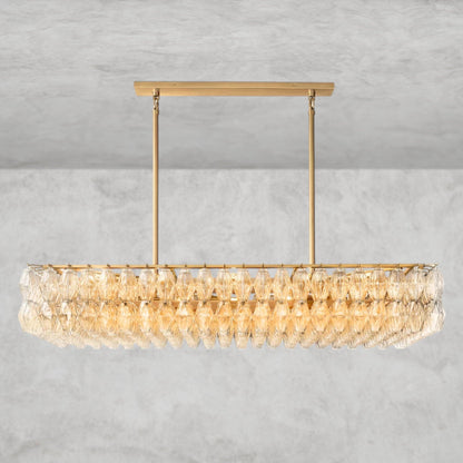 54" / Clear / Brass CHIARA CLEAR/ SMOKE GLASS RECTANGULAR CHANDELIER 54", 74"