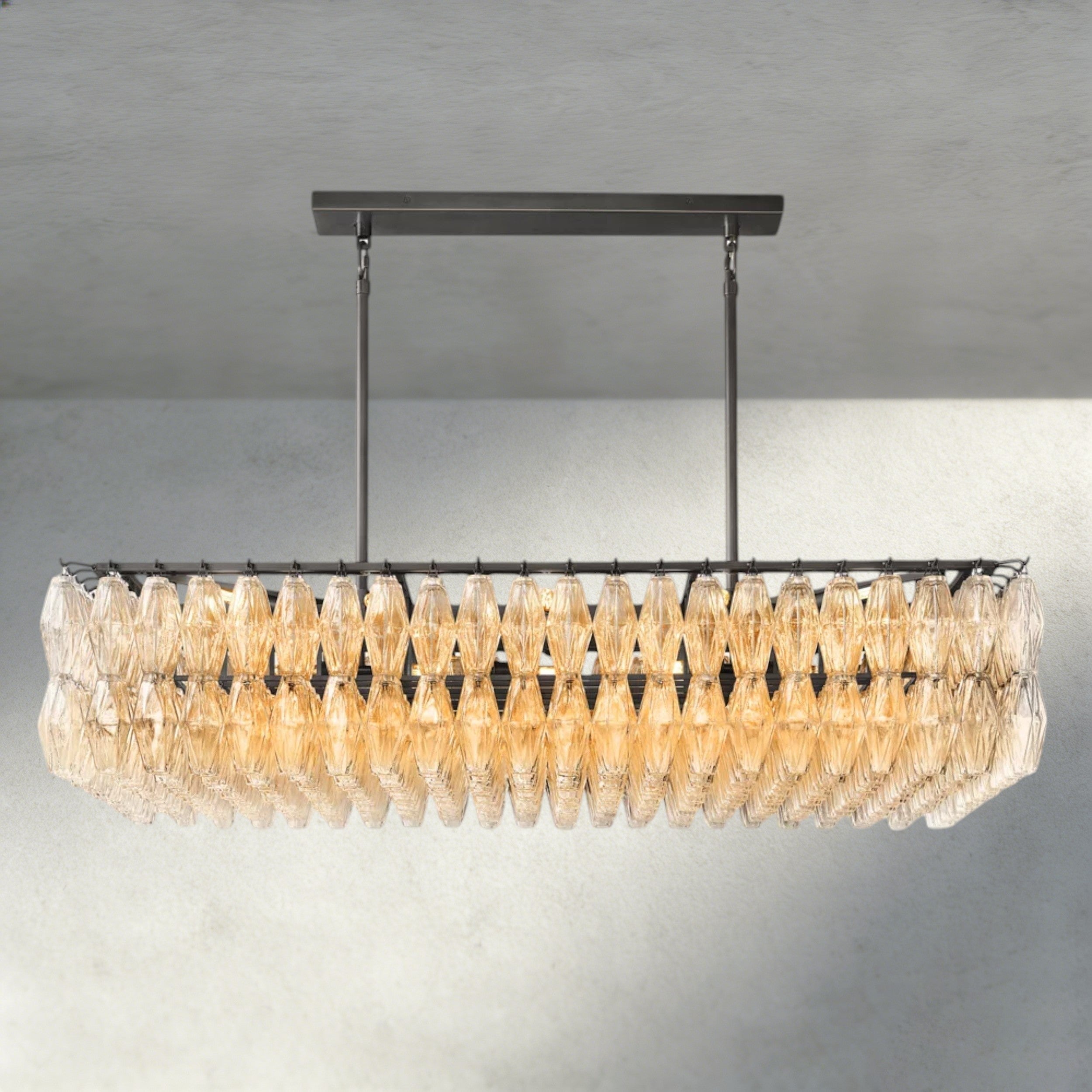54" / Clear / Bronze CHIARA CLEAR/ SMOKE GLASS RECTANGULAR CHANDELIER 54", 74"