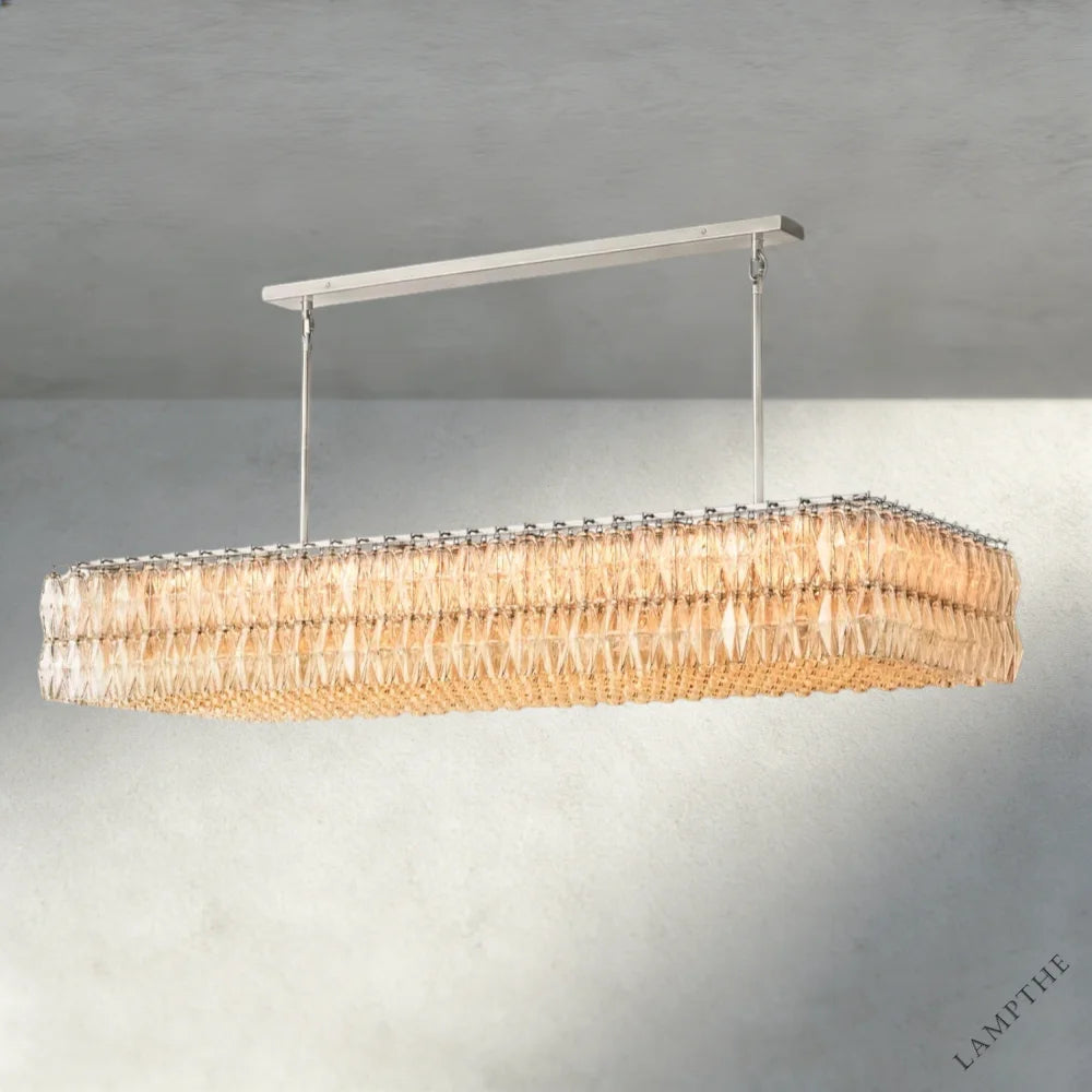 CHIARA CLEAR/ SMOKE GLASS RECTANGULAR CHANDELIER 54", 74"