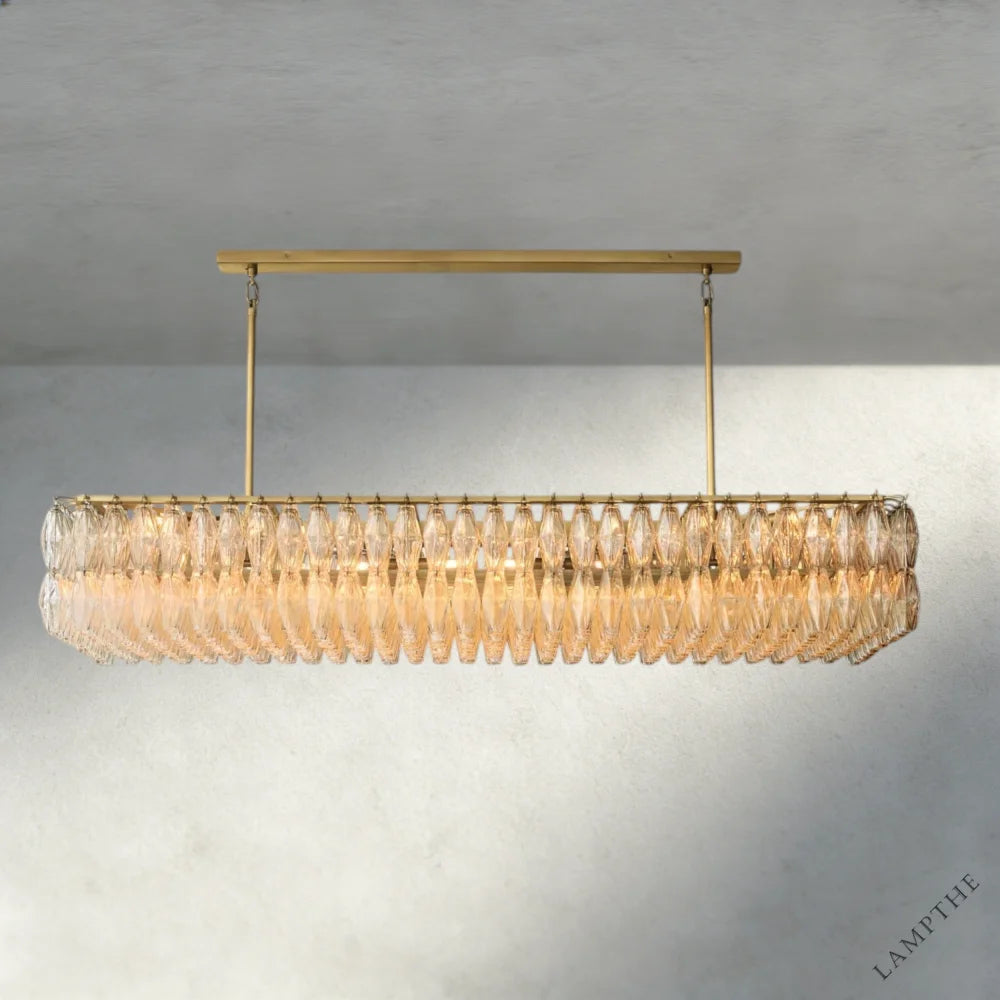 74" / Clear / Brass CHIARA CLEAR/ SMOKE GLASS RECTANGULAR CHANDELIER 54", 74"
