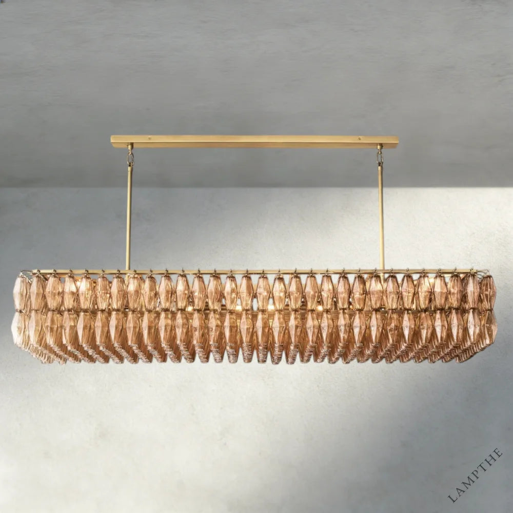 74" / Smoke / Brass CHIARA CLEAR/ SMOKE GLASS RECTANGULAR CHANDELIER 54", 74"