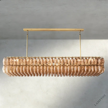 74" / Smoke / Brass CHIARA CLEAR/ SMOKE GLASS RECTANGULAR CHANDELIER 54", 74"