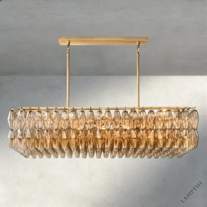 54" / Smoke / Brass CHIARA CLEAR/ SMOKE GLASS RECTANGULAR CHANDELIER 54", 74"