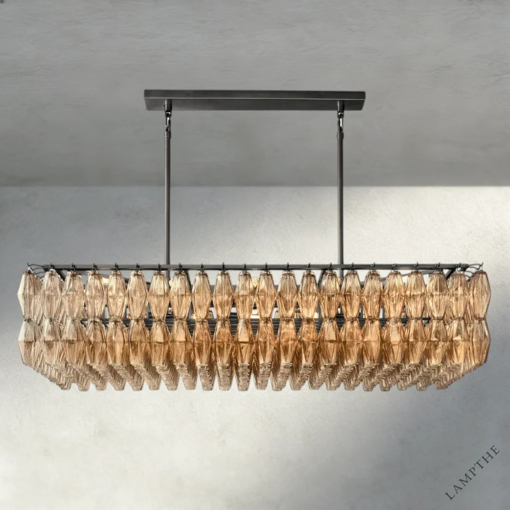 54" / Smoke / Bronze CHIARA CLEAR/ SMOKE GLASS RECTANGULAR CHANDELIER 54", 74"