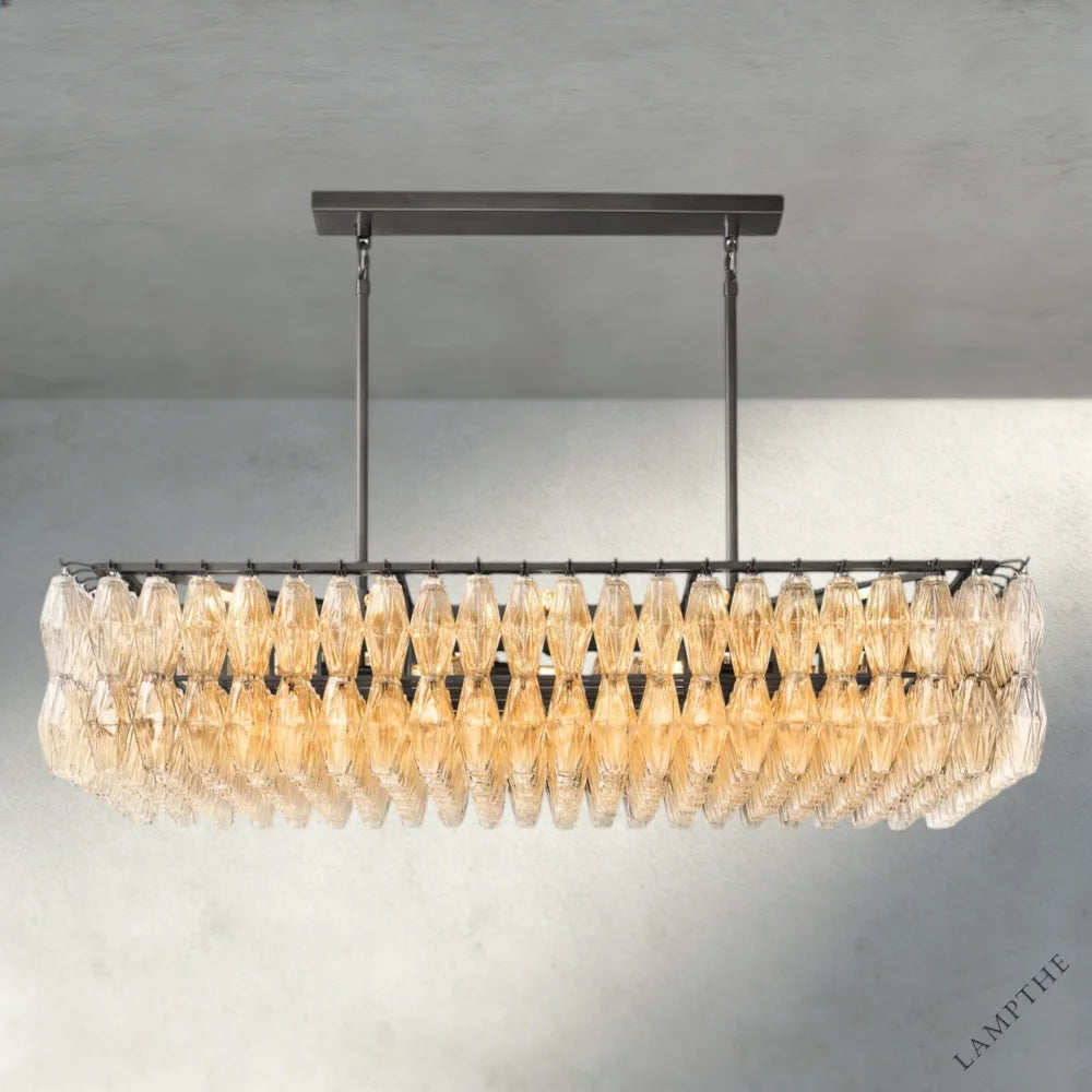 54" / Clear / Bronze CHIARA CLEAR/ SMOKE GLASS RECTANGULAR CHANDELIER 54", 74"