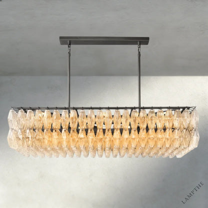 54" / Clear / Bronze CHIARA CLEAR/ SMOKE GLASS RECTANGULAR CHANDELIER 54", 74"