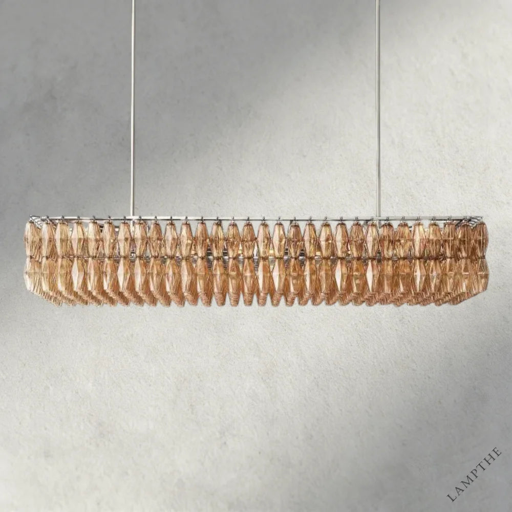 74" / Smoke / Nickle CHIARA CLEAR/ SMOKE GLASS RECTANGULAR CHANDELIER 54", 74"