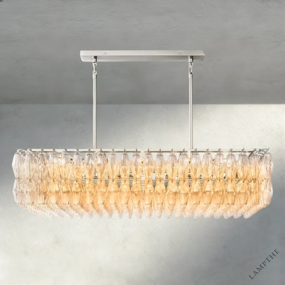 54" / Clear / Nickle CHIARA CLEAR/ SMOKE GLASS RECTANGULAR CHANDELIER 54", 74"