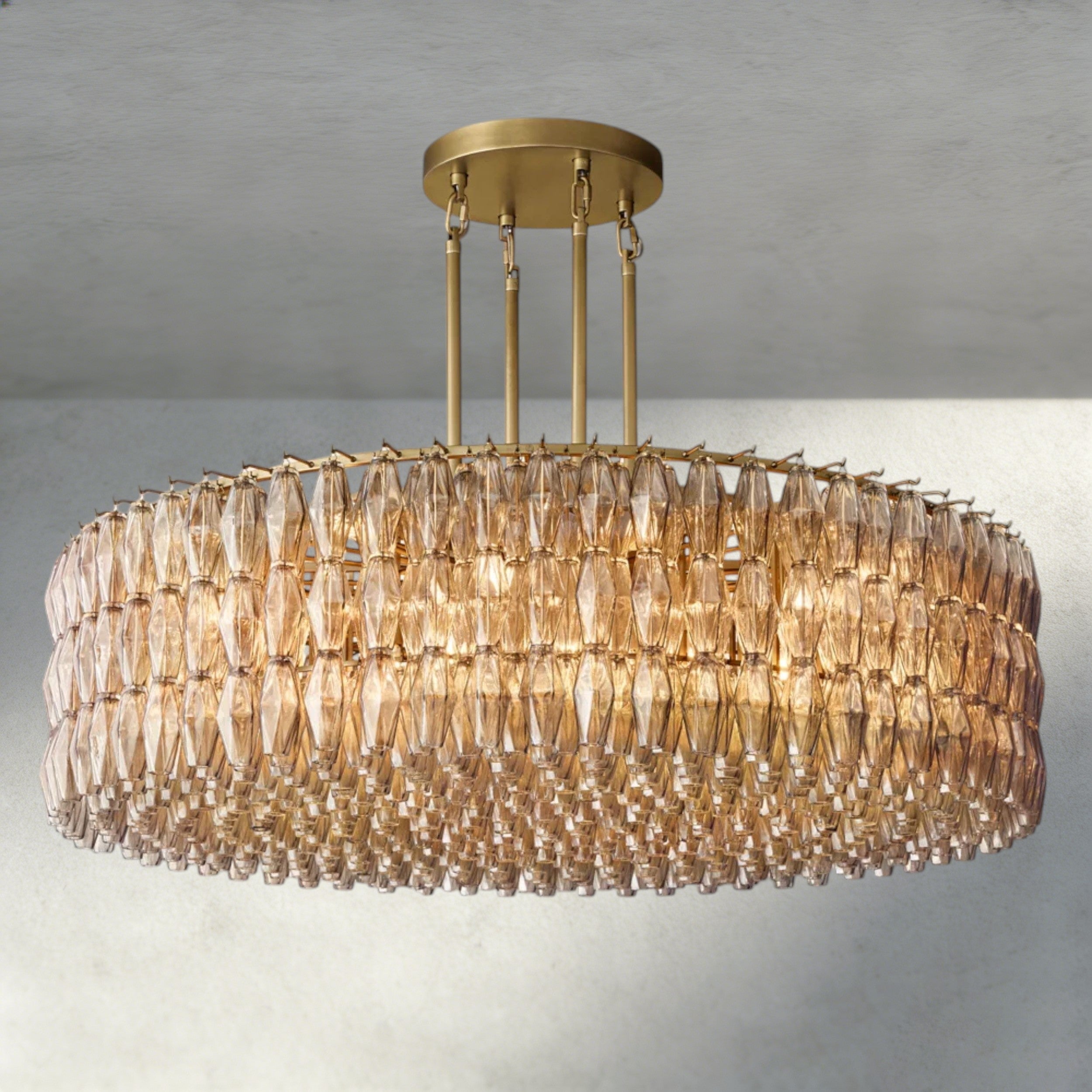 62" / Smoke / Brass CHIARA CLEAR/ SMOKE GLASS ROUND CHANDELIER 37", 47", 62"