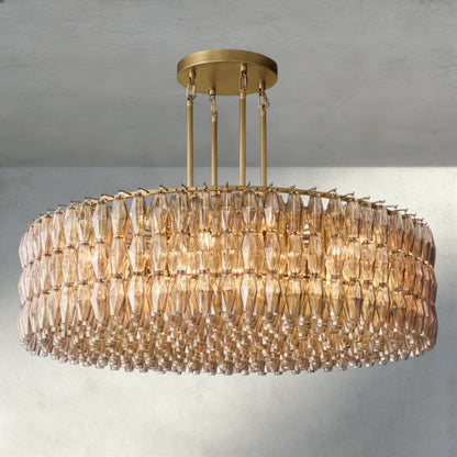 62" / Smoke / Brass CHIARA CLEAR/ SMOKE GLASS ROUND CHANDELIER 37", 47", 62"