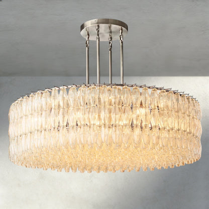62" / Clear / Nickle CHIARA CLEAR/ SMOKE GLASS ROUND CHANDELIER 37", 47", 62"