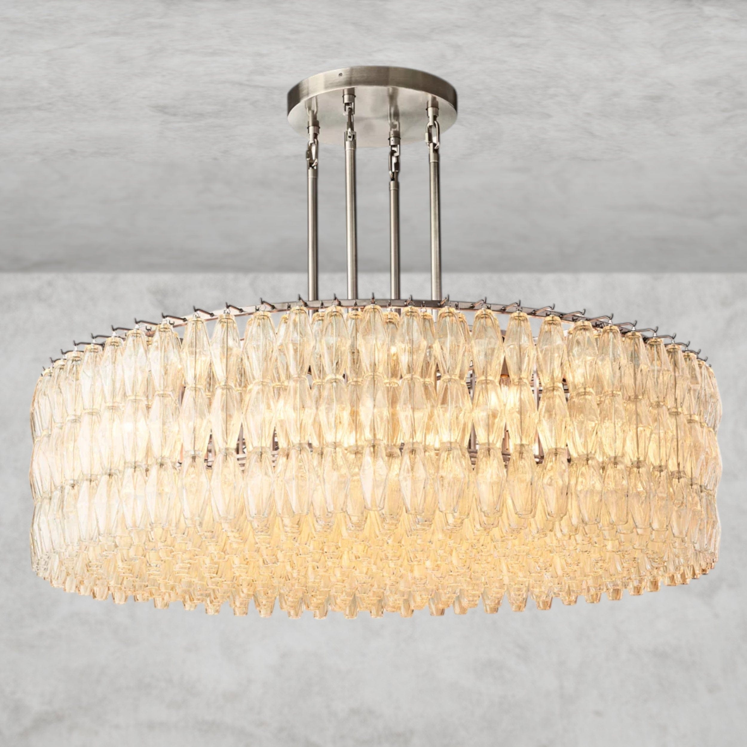 62" / Clear / Nickle CHIARA CLEAR/ SMOKE GLASS ROUND CHANDELIER 37", 47", 62"
