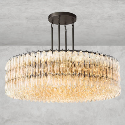 62" / Clear / Bronze CHIARA CLEAR/ SMOKE GLASS ROUND CHANDELIER 37", 47", 62"