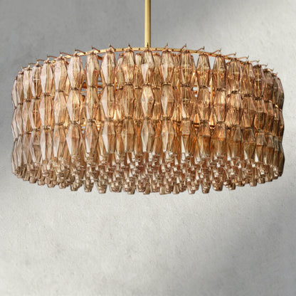 47" / Smoke / Brass CHIARA CLEAR/ SMOKE GLASS ROUND CHANDELIER 37", 47", 62"