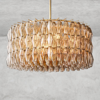 37" / Smoke / Brass CHIARA CLEAR/ SMOKE GLASS ROUND CHANDELIER 37", 47", 62"