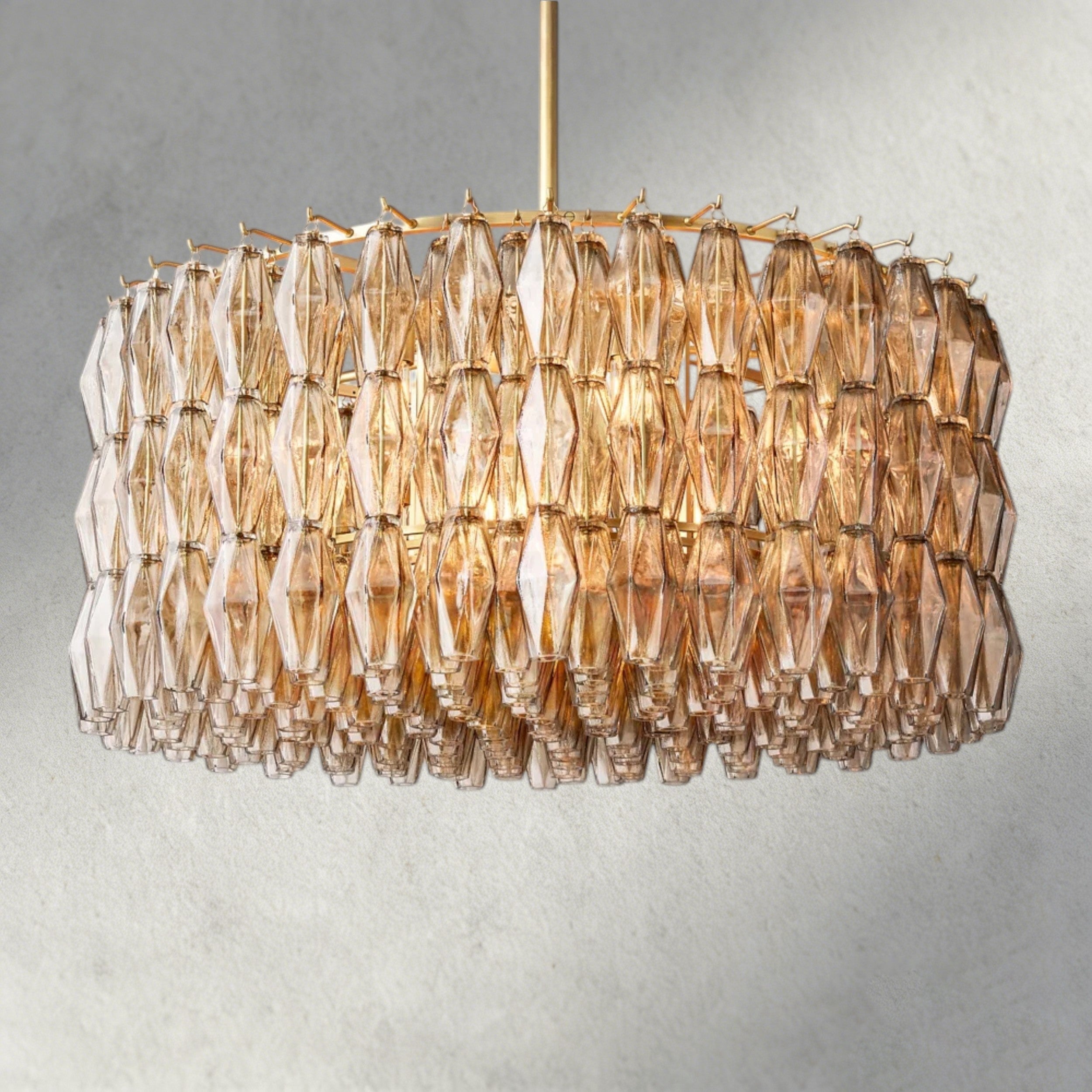 37" / Smoke / Brass CHIARA CLEAR/ SMOKE GLASS ROUND CHANDELIER 37", 47", 62"