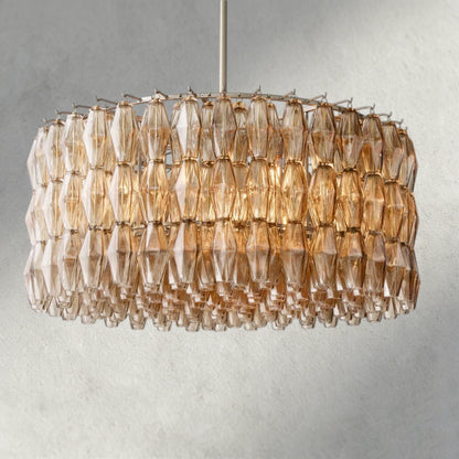37" / Smoke / Nickle CHIARA CLEAR/ SMOKE GLASS ROUND CHANDELIER 37", 47", 62"