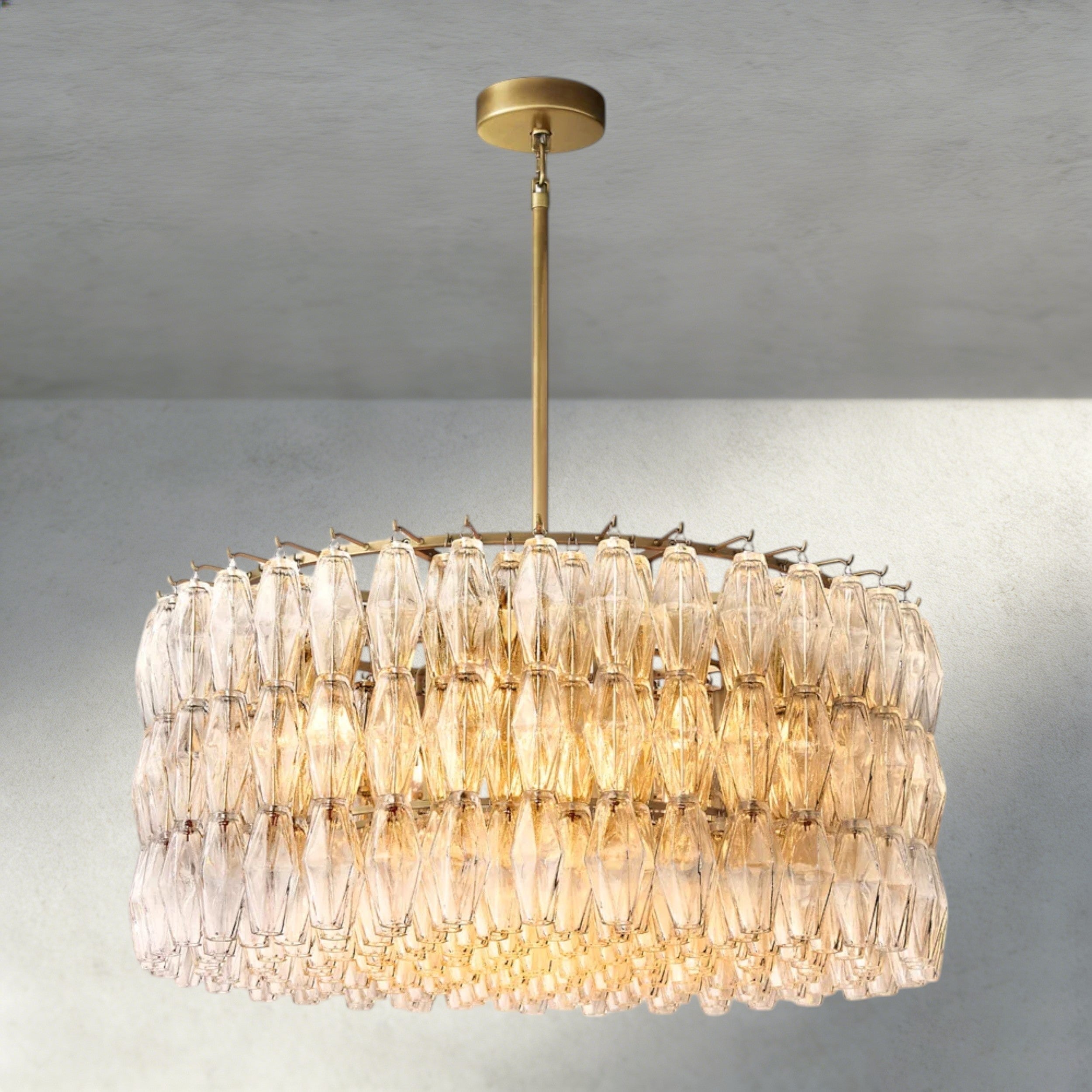 37" / Clear / Brass CHIARA CLEAR/ SMOKE GLASS ROUND CHANDELIER 37", 47", 62"