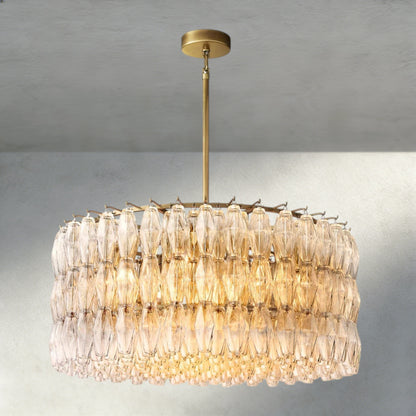 37" / Clear / Brass CHIARA CLEAR/ SMOKE GLASS ROUND CHANDELIER 37", 47", 62"