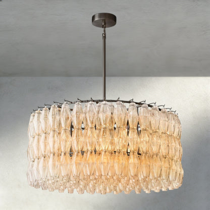 37" / Clear / Bronze CHIARA CLEAR/ SMOKE GLASS ROUND CHANDELIER 37", 47", 62"