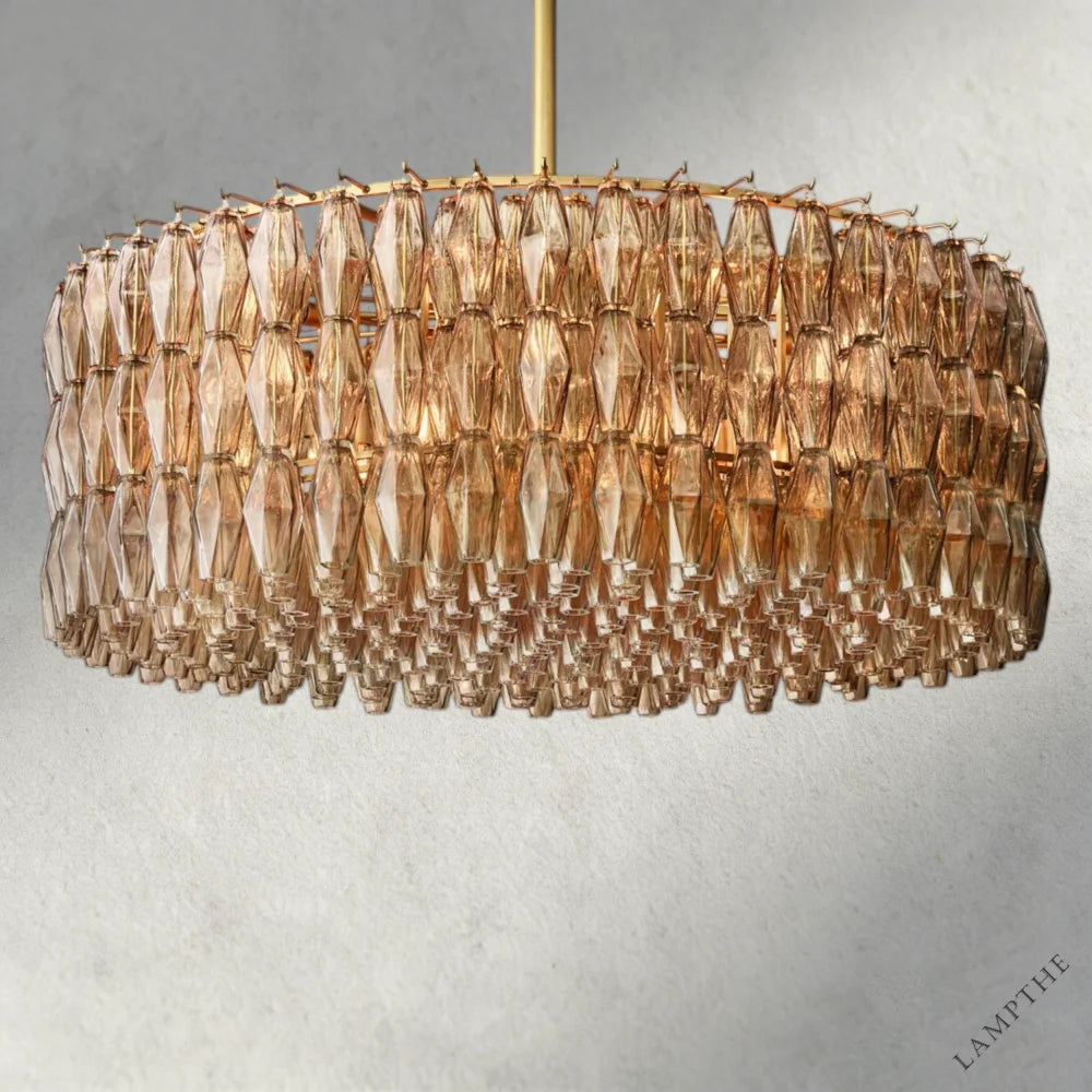 47" / Smoke / Brass CHIARA CLEAR/ SMOKE GLASS ROUND CHANDELIER 37", 47", 62"