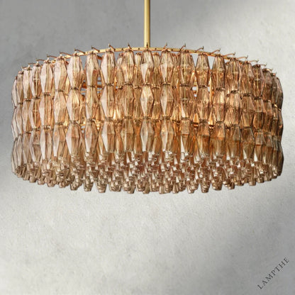 47" / Smoke / Brass CHIARA CLEAR/ SMOKE GLASS ROUND CHANDELIER 37", 47", 62"