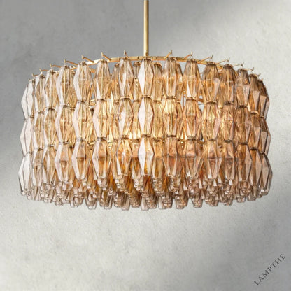 37" / Smoke / Brass CHIARA CLEAR/ SMOKE GLASS ROUND CHANDELIER 37", 47", 62"