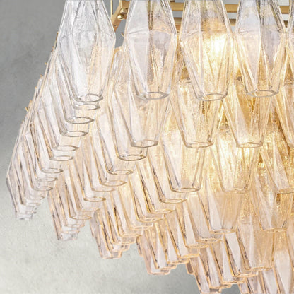 CHIARA CLEAR/ SMOKE GLASS TIERED RECTANGULAR CHANDELIER 54", 74"