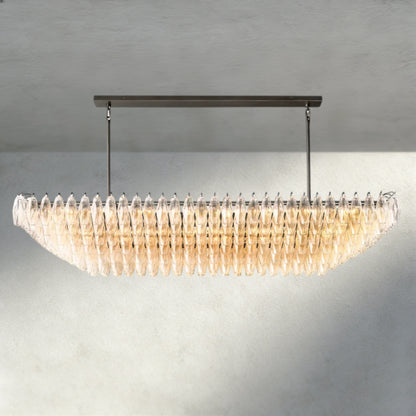 74" / Clear / Bronze CHIARA CLEAR/ SMOKE GLASS TIERED RECTANGULAR CHANDELIER 54", 74"