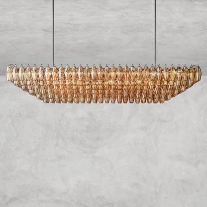 74" / Smoke / Bronze CHIARA CLEAR/ SMOKE GLASS TIERED RECTANGULAR CHANDELIER 54", 74"