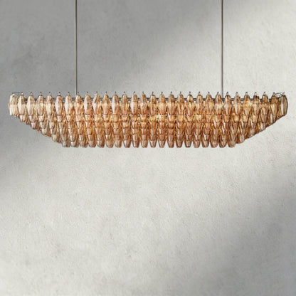 74" / Smoke / Bronze CHIARA CLEAR/ SMOKE GLASS TIERED RECTANGULAR CHANDELIER 54", 74"
