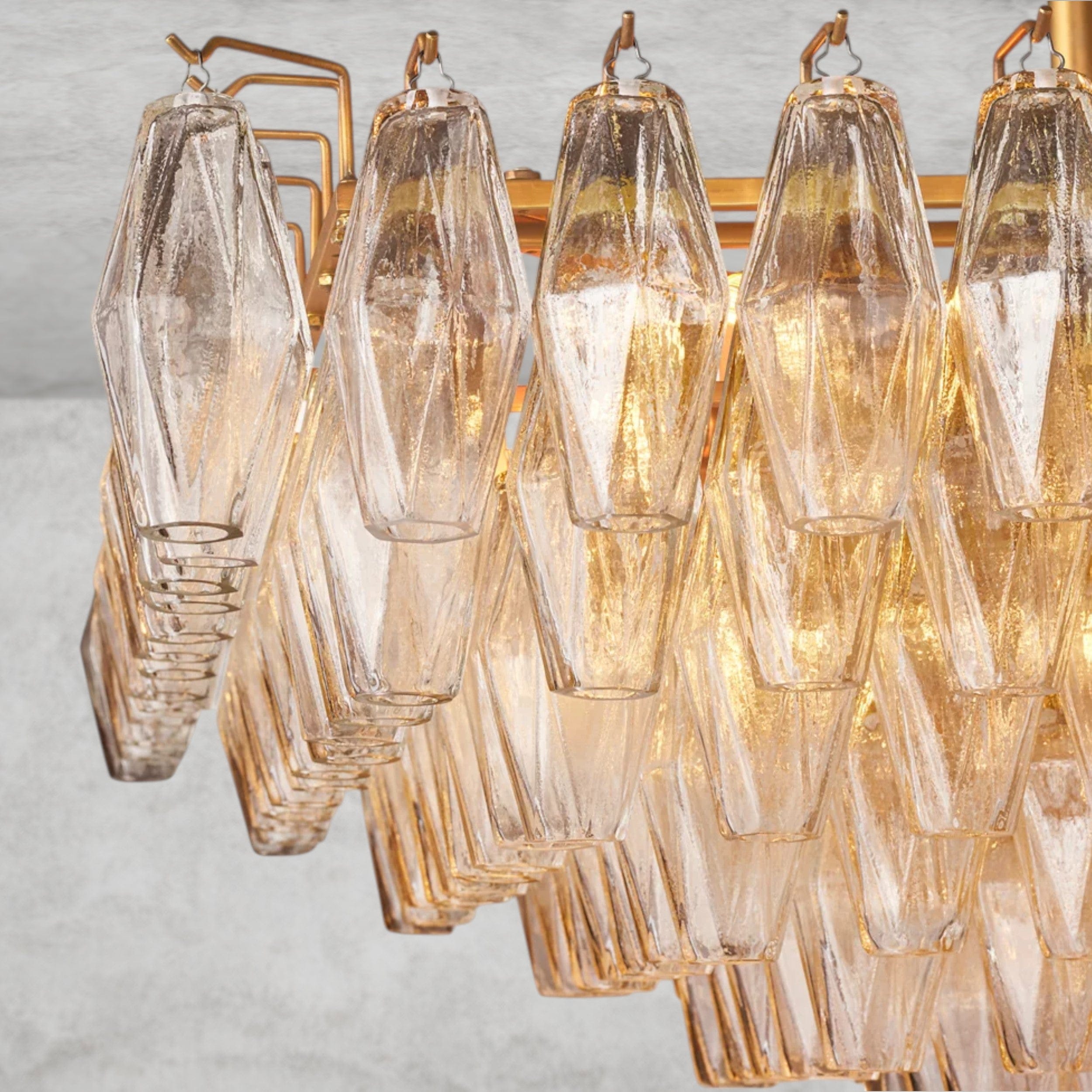 CHIARA CLEAR/ SMOKE GLASS TIERED RECTANGULAR CHANDELIER 54", 74"