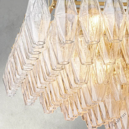 CHIARA CLEAR/ SMOKE GLASS TIERED RECTANGULAR CHANDELIER 54", 74"