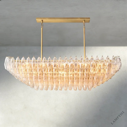 54" / Clear / Brass CHIARA CLEAR/ SMOKE GLASS TIERED RECTANGULAR CHANDELIER 54", 74"