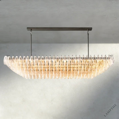 74" / Clear / Bronze CHIARA CLEAR/ SMOKE GLASS TIERED RECTANGULAR CHANDELIER 54", 74"