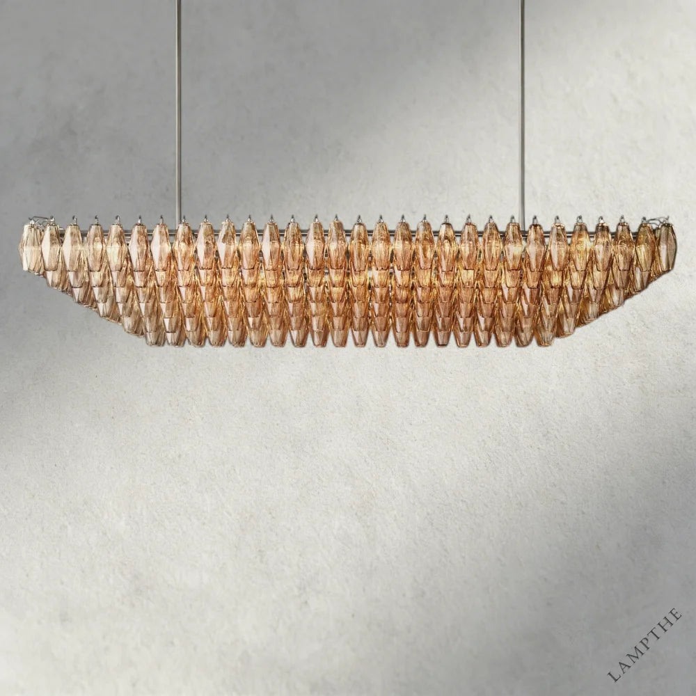 74" / Smoke / Bronze CHIARA CLEAR/ SMOKE GLASS TIERED RECTANGULAR CHANDELIER 54", 74"