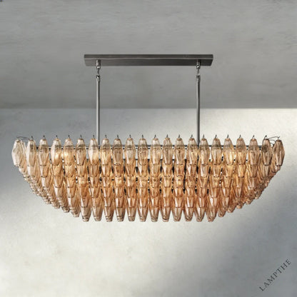 54" / Smoke / Bronze CHIARA CLEAR/ SMOKE GLASS TIERED RECTANGULAR CHANDELIER 54", 74"