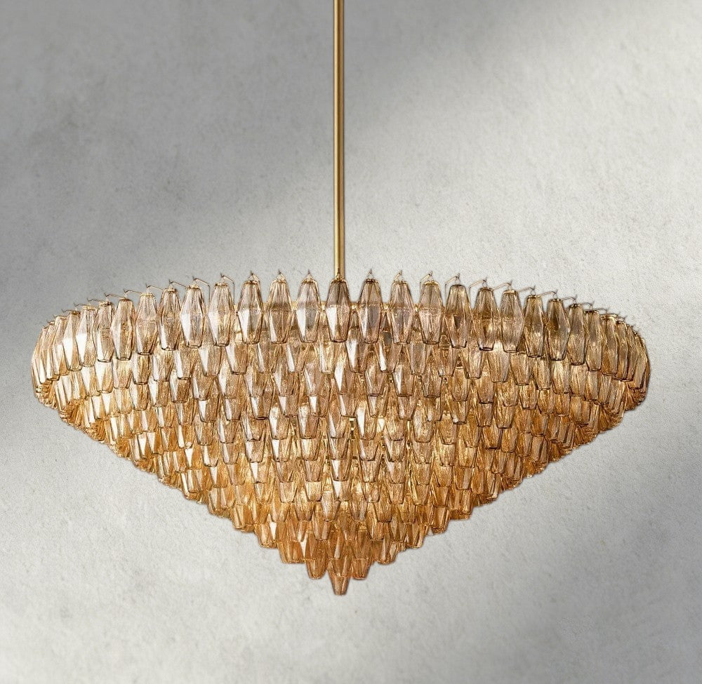 62" / Smoke / Brass CHIARA CLEAR/ SMOKE GLASS TIERED ROUND CHANDELIER 37", 47", 62"